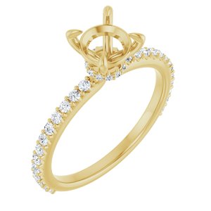 14K Yellow Gold 6.5 mm Round 1/3 CTW Lab-Grown Diamond Semi-Set Engagement Ring