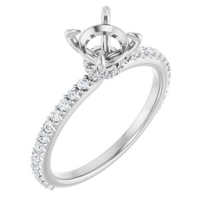 14K White Gold 6.5 mm Round 1/4 CTW Natural Diamond Semi-Set Engagement Ring