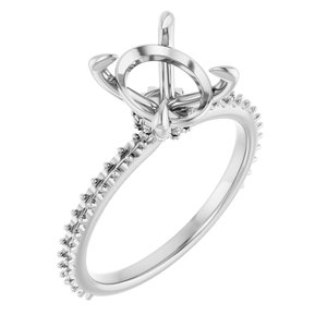 14K White Gold  10x8 mm Oval Engagement Ring Mounting