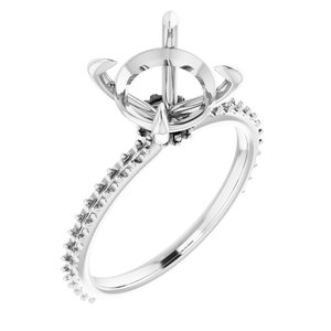 14K White Gold  9.4 mm Round Engagement Ring Mounting