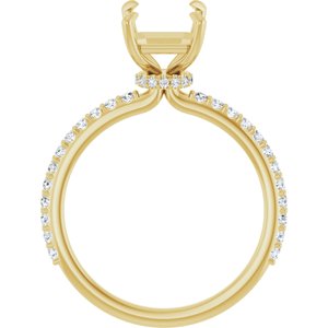 14K Yellow Gold 9x7 mm Emerald 1/3 CTW Lab-Grown Semi-Set Engagement Ring