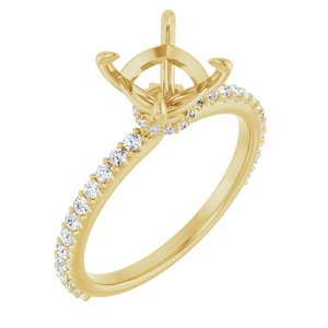 14K Yellow Gold 7x7 mm Cushion 1/3  CTW Natural Diamond Semi-Set Engagement Ring