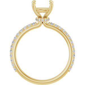 14K Yellow Gold 7x7 mm Cushion 1/3  CTW Natural Diamond Semi-Set Engagement Ring