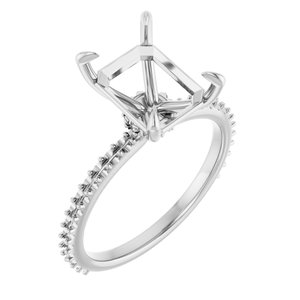 14K White Gold  10x8 mm Emerald Engagement Ring Mounting