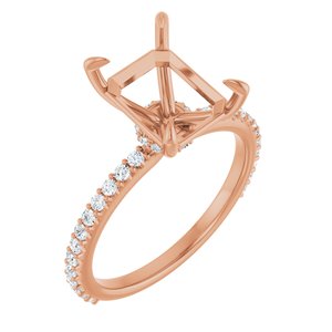 14K Rose Gold 10x8 mm Emerald 1/3 CTW Lab-Grown Semi-Set Engagement Ring