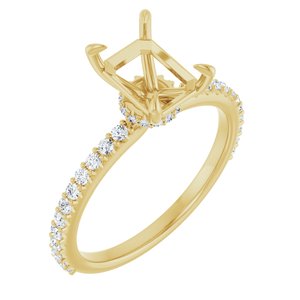 14K Yellow Gold 8x6 mm Emerald 1/3 CTW Lab-Grown Semi-Set Engagement Ring