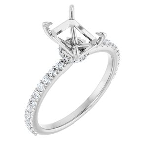 14K White Gold 8x6 mm Emerald 1/4 CTW Natural Diamond Semi-Set Engagement Ring