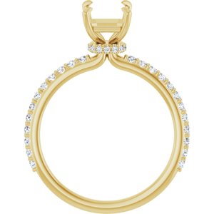 14K Yellow Gold 8x6 mm Emerald 1/3 CTW Lab-Grown Semi-Set Engagement Ring