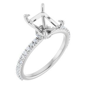 14K White Gold 9x7 mm Emerald 1/3 CTW Lab-Grown Semi-Set Engagement Ring