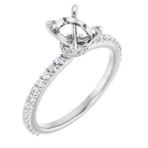 14K White Gold 8x6 mm Oval 1/3 CTW Lab-Grown Diamond Semi-Set Engagement Ring