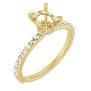 14K Yellow Gold 8x6 mm Oval 1/3 CTW Lab-Grown Diamond Semi-Set Engagement Ring