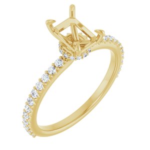 14K Yellow Gold 7x5 mm Emerald 1/4 CTW Natural Diamond Semi-Set Engagement Ring 