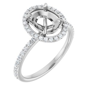 14K White Gold 9x7 mm Oval 1/3 CTW Lab-Grown Diamond Semi-Set Engagement Ring