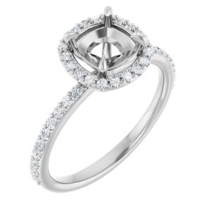 14K White Gold 6x6 mm Cushion 1/4 CTW Natural Diamond Semi-Set Engagement Ring
