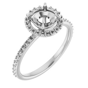 14K White Gold  6.5 mm Round Engagement Ring Mounting