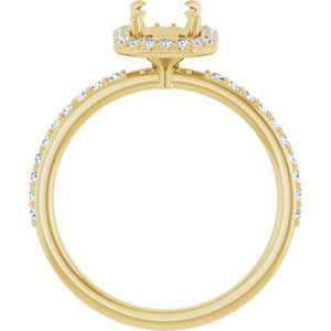 14K Yellow Gold 7x5 mm Emerald 1/4 CTW Natural Diamond Semi-Set Engagement Ring  
