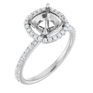 14K White Gold 7x7 mm Cushion 1/3 CTW Lab-Grown Semi-Set Engagement Ring