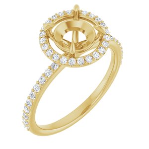 14K Yellow Gold 7.4 mm Round 1/3 CTW Lab-Grown Diamond Semi-Set Engagement Ring