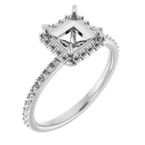 14K White Gold  5.5 mm Square Engagement Ring Mounting