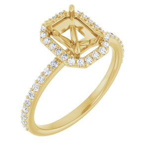 14K Yellow Gold 7x5 mm Emerald 1/4 CTW Natural Diamond Semi-Set Engagement Ring  