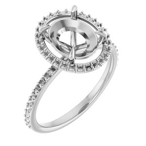 14K White Gold  10x8 mm Oval Engagement Ring Mounting