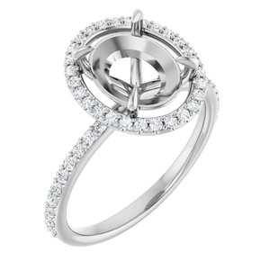 14K White Gold 10x8 mm Oval 1/3 CTW Lab-Grown Diamond Semi-Set Engagement Ring