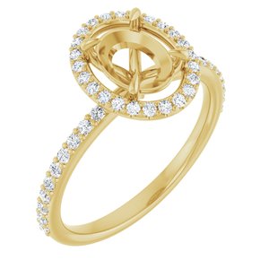 14K Yellow Gold 8x6 mm Oval 1/3 CTW Lab-Grown Diamond Semi-Set Engagement Ring