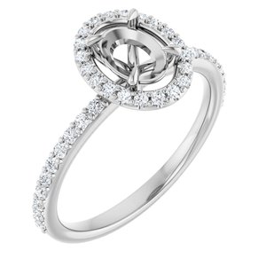 14K White Gold 7x5 mm Oval 1/4 CTW Natural Diamond Semi-Set Engagement Ring