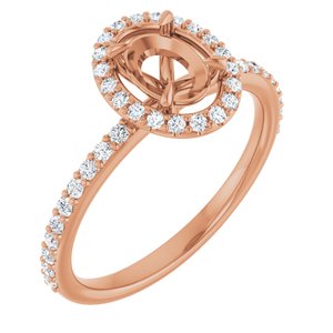 14K Rose Gold 7x5 mm Oval 1/4 CTW Natural Diamond Semi-Set Engagement Ring