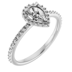 14K White Gold  6x4 mm Pear Engagement Ring Mounting