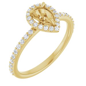 14K Yellow Gold 6x4 mm Pear 1/3  CTW Natural Diamond Semi-Set Engagement Ring