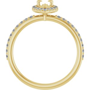 14K Yellow Gold 6x4 mm Pear 1/3  CTW Natural Diamond Semi-Set Engagement Ring