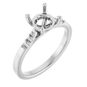 Platinum  7.4 mm Round Engagement Ring Mounting