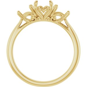 14K Yellow Gold 6.5 mm Round Three-Stone Engagement Ring Mounting  