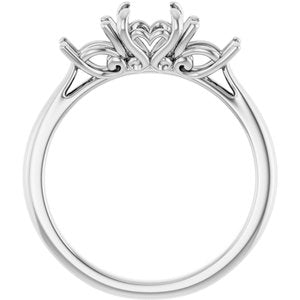 Platinum 6.5 mm Round Three-Stone Engagement Ring Mounting  