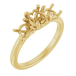 14K Yellow Gold 6.5 mm Round Three-Stone Engagement Ring Mounting  