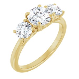 14K Yellow Gold 6.5 mm Round 3/4 CTW Lab-Grown Diamond Semi-Set Engagement Ring