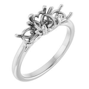 Platinum 6.5 mm Round Three-Stone Engagement Ring Mounting  