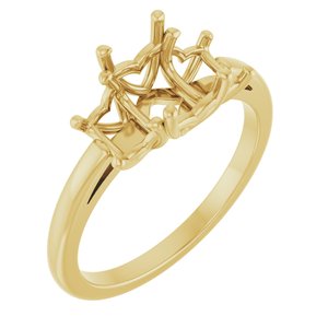 14K Yellow Gold 7x5 mm Emerald Three-Stone Engagement Ring Mounting 