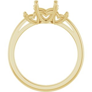 14K Yellow Gold 8x6 mm Emerald Three-Stone Engagement Ring Mounting 