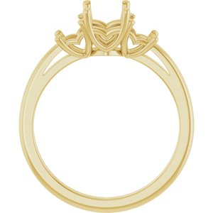 14K Yellow Gold 7x5 mm Emerald Three-Stone Engagement Ring Mounting 