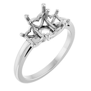 Platinum 8x6 mm Emerald Three-Stone Engagement Ring Mounting 