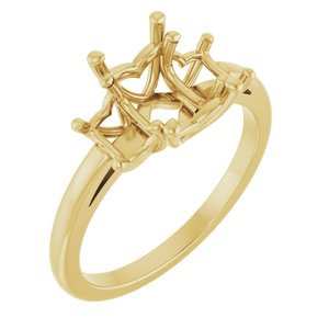 14K Yellow Gold 8x6 mm Emerald Three-Stone Engagement Ring Mounting 