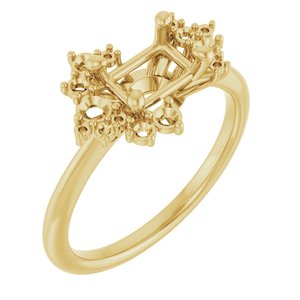 14K Yellow Gold 7x5 mm Emerald Engagement Ring Mounting