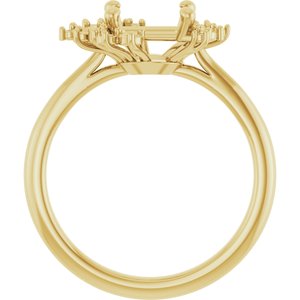 14K Yellow Gold 7x5 mm Emerald Engagement Ring Mounting