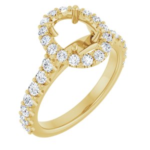 14K Yellow Gold 8x6 mm Oval 7/8 CTW Lab-Grown Diamond Semi-Set Engagement Ring