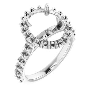 Sterling Silver 11x9 mm Oval Engagement Ring Mounting