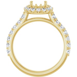 14K Yellow Gold 8x6 mm Oval 7/8 CTW Lab-Grown Diamond Semi-Set Engagement Ring