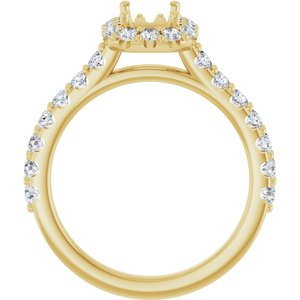 14K Yellow Gold 7x5 mm Emerald 5/8 CTW Natural Diamond Semi-Set Engagement Ring