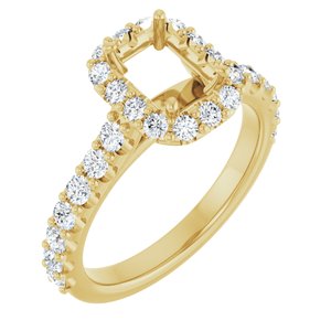14K Yellow Gold 7x5 mm Emerald 3/4 CTW Lab-Grown Diamond Semi-Set Engagement Ring